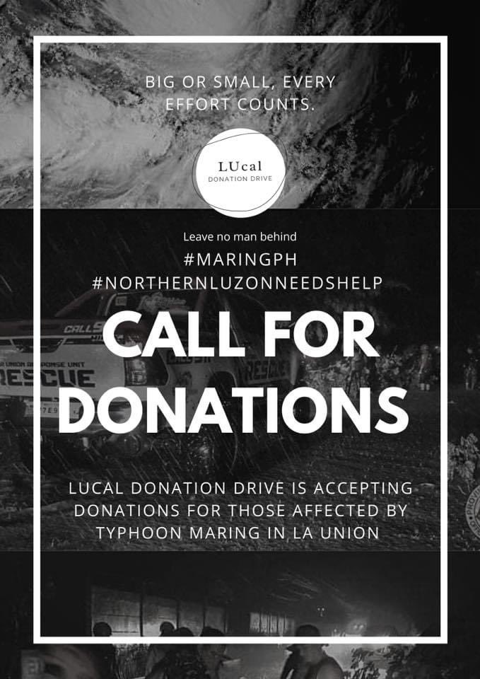 NicoleCyla's tweet image. 📣CALL FOR DONATIONS📣

Kami po ay kumakatok muli sa inyong mga puso para makatulong sa ating mga kailyan na nasagip ng Bagyong Maring dito sa probinsya ng La Union.

#RescuePH
#NorthernLuzonNeedsHelp
#LaUnionNeedsHelp
#BagyongMaring
#MaringPH