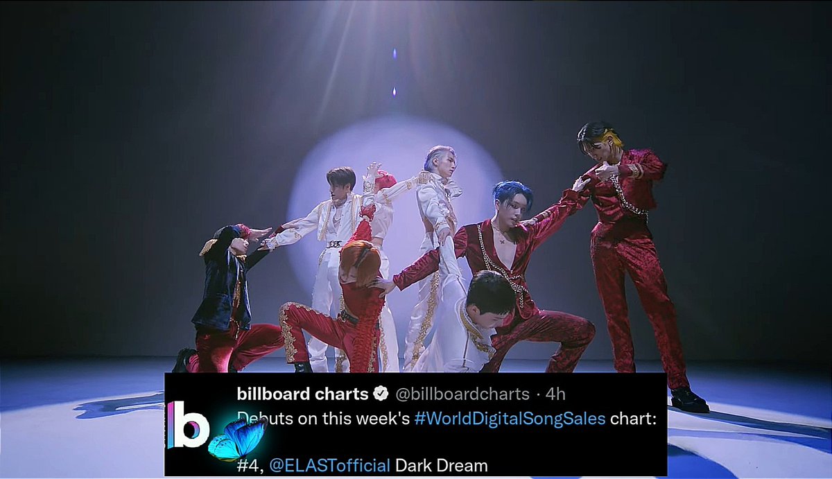 rominachoi_'s tweet photo. From being known as a 'nugu group' and then now debuted and charted #4 on @billboardcharts for this week's #WorldDigitalSongSales 

I BOW DOWN TO E'LAST's DARK DREAM SUPERIORITY!!

To celebrate let's trend @ELASTofficial by using this tag: #ELASTWorldDomination 

#ELAST #엘라스트 https://t.co/Az7roGIzo5