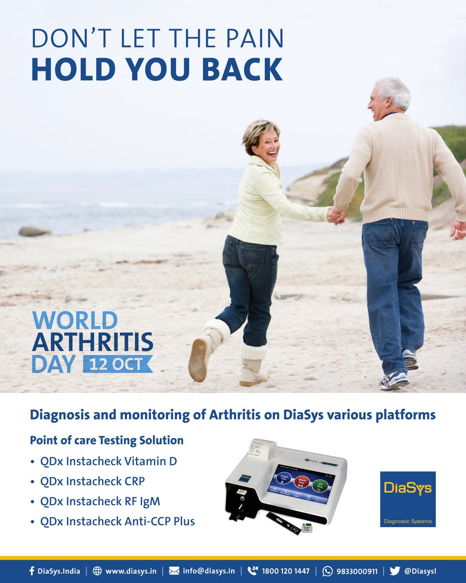 DiasysI's tweet photo. In the spirit of raising awareness on World Arthritis Day, let’s spread awareness: “Don’t Delay, Connect Today: Time2Work” 

#WorldArthrisitsDay #Time2Work #rheumatoidarthritis #osteoarthritis #gout #DiaSys #DiaSysIndia #DiaSysGmbH #Diagnostics #IVD https://t.co/zgQlW3npB8