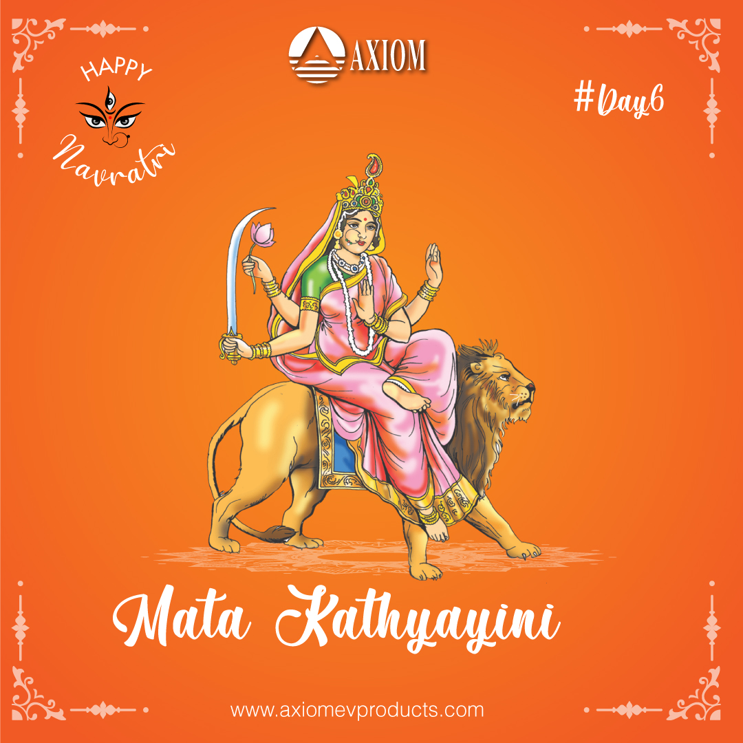 Axiom_ofl's tweet photo. #NavratriDay6:
Katyayani
To destroy demon #Mahishasura, Goddess Parvati took the form of Goddess #Katyayani. It was the most violent form of Goddess Parvati. In this form Goddess Parvati is also known as Warrior oddess.#Mahasaptami #ev #AxiomEvChargers #emobility 
#HappyDurgaPuja https://t.co/aTYUFBWuYa