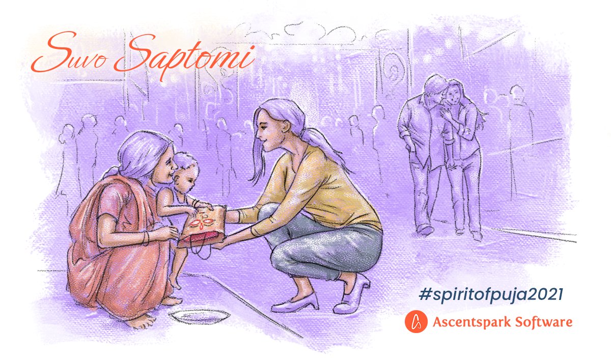 ascentspark's tweet photo. Subha Saptami! #durgapuja is about finding joy not just in achievements and material wealth, but also in giving, and helping spread joy through the warmth of companionship. #digitalart in #spiritofpuja2021 series by our artists. #durgapuja2021 https://t.co/CEYc5tHkC0