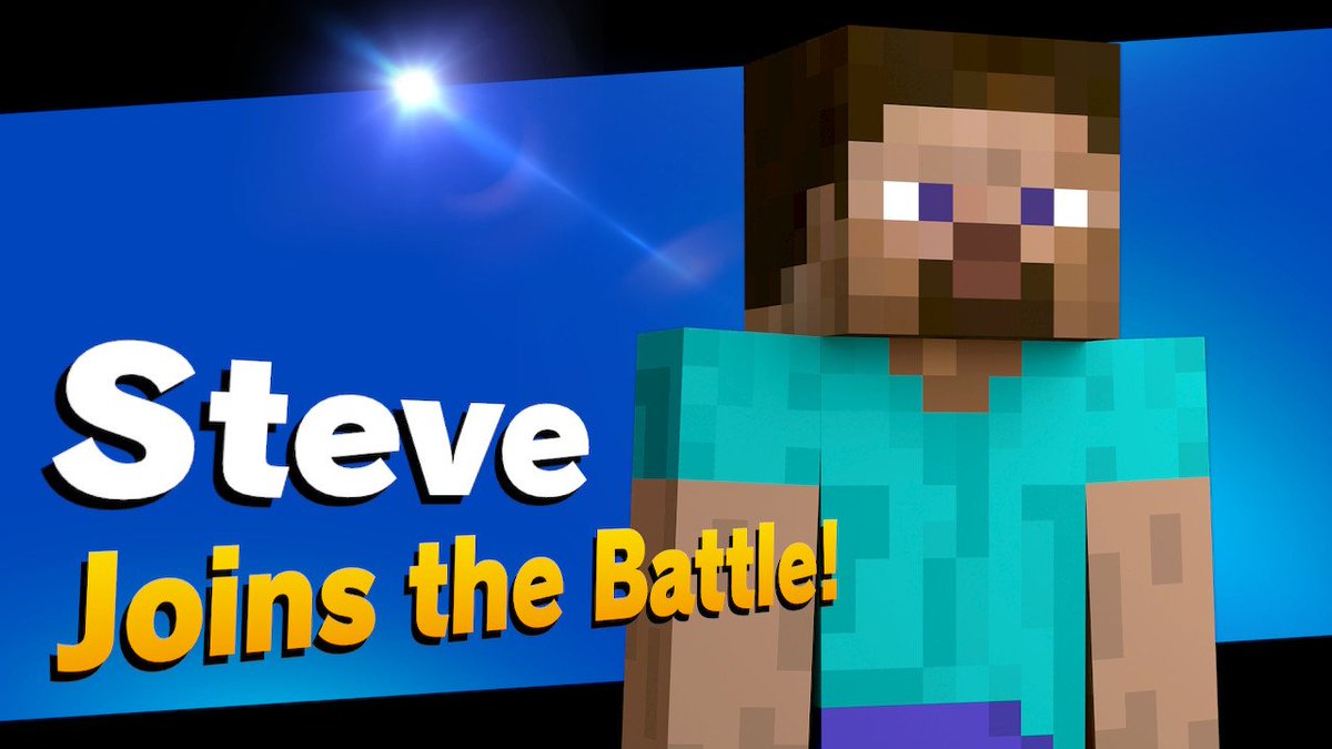 FGAnniversaries's tweet photo. On this day a year ago, Steve was released as a DLC playable character for Super Smash Bros. Ultimate. The 77th fighter, Steve was released as part of the game's Challenger Pack 7 under the Fighters Pass Vol. 2. https://t.co/171EumVCnF