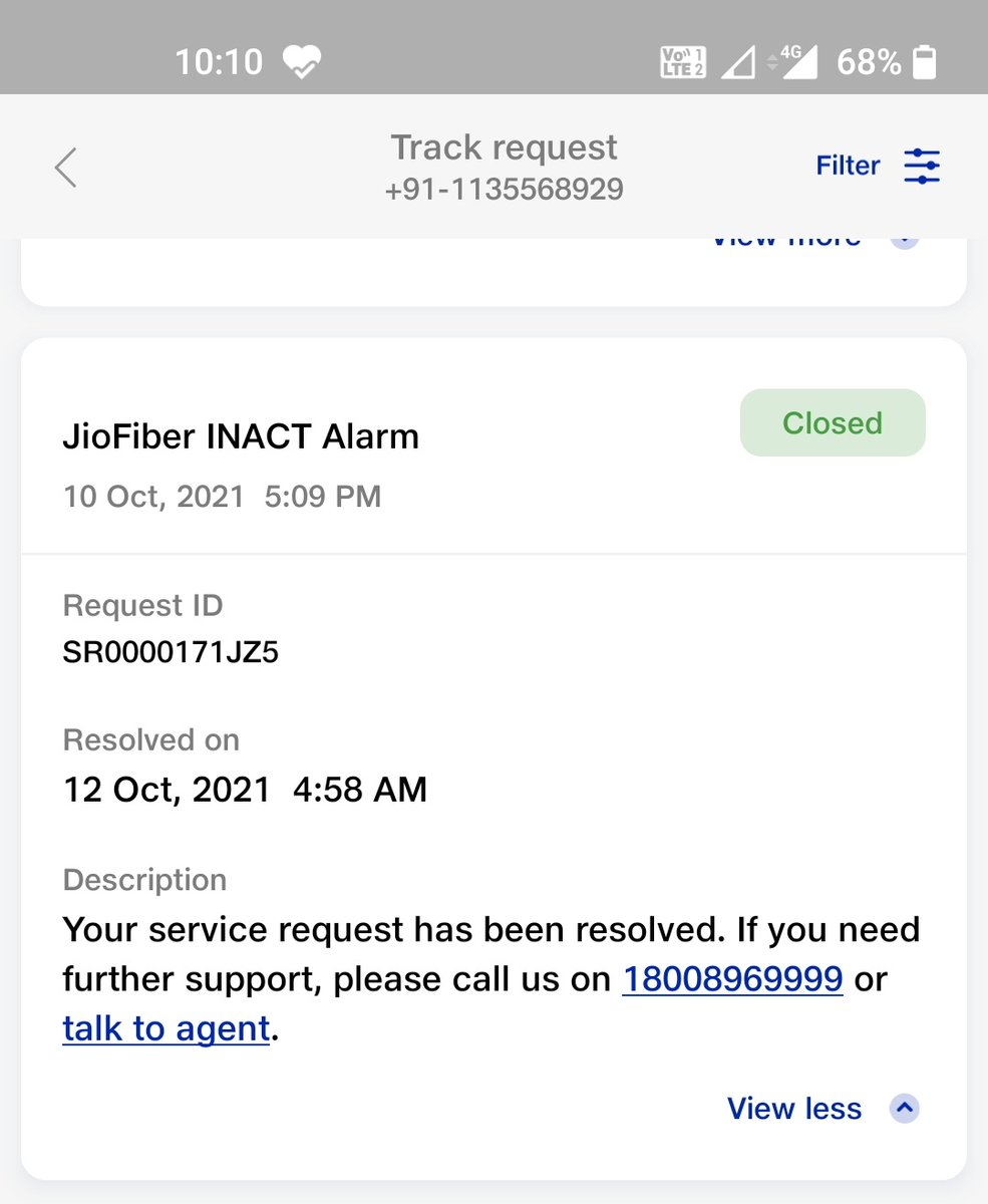 rahulgupta037's tweet photo. @JioCare On what basis , my complaint ID SR0000171JZ5 was closed as resolved when the issue is still persist. No technician visited my place and you closed the complaint as resolved. https://t.co/M3Q399QOJu