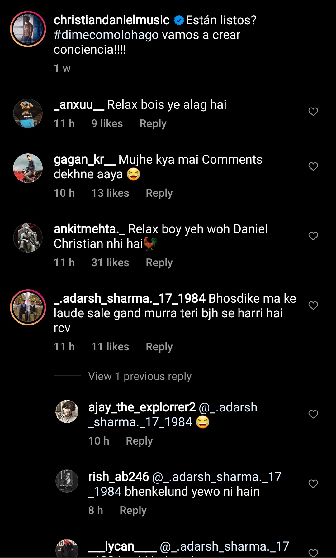 Somy On Twitter Rcb Fans Are Going To Instagram And Abusing Everyone With Name Daniel Chriatian And Has Blue Tick Koi Unko Sahi Raasta Dikhao Yaar Https T Co Qsbelrnb4x Twitter