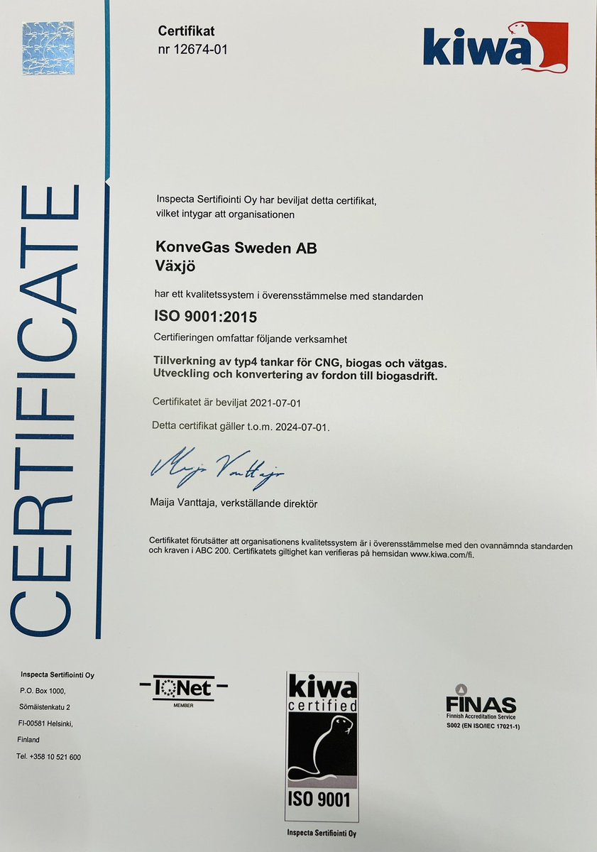 konvegas's tweet photo. Detta är vi stolta över. Framtidens biogas -vätgastankar kommer att tillverkas även i Sverige. #iso9001 #vätgas #biogas https://t.co/5AE3l3UAEJ