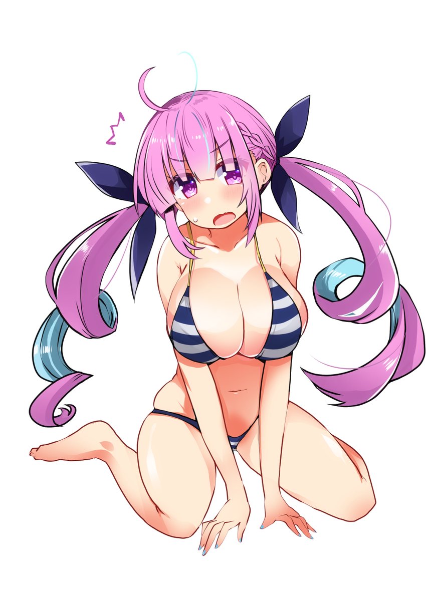 赤井はあと 「#秋だけどまだ全然暑いので水着絵再掲してもいい って聞いたのに今日涼しいじゃない」|しろがね🌱ことしもよろしくねのイラスト
