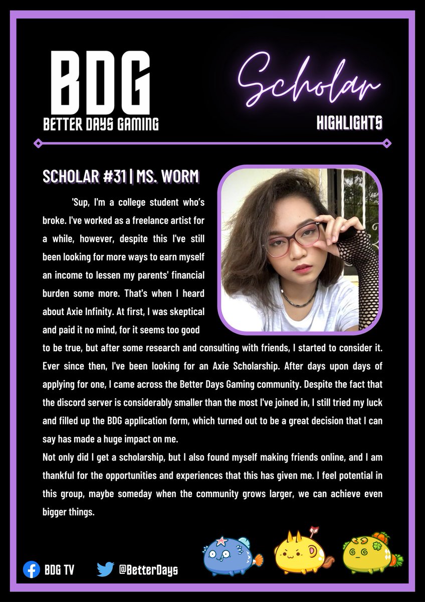 Here's our scholar number 31!!!

#axieinfinity #axiescholarship