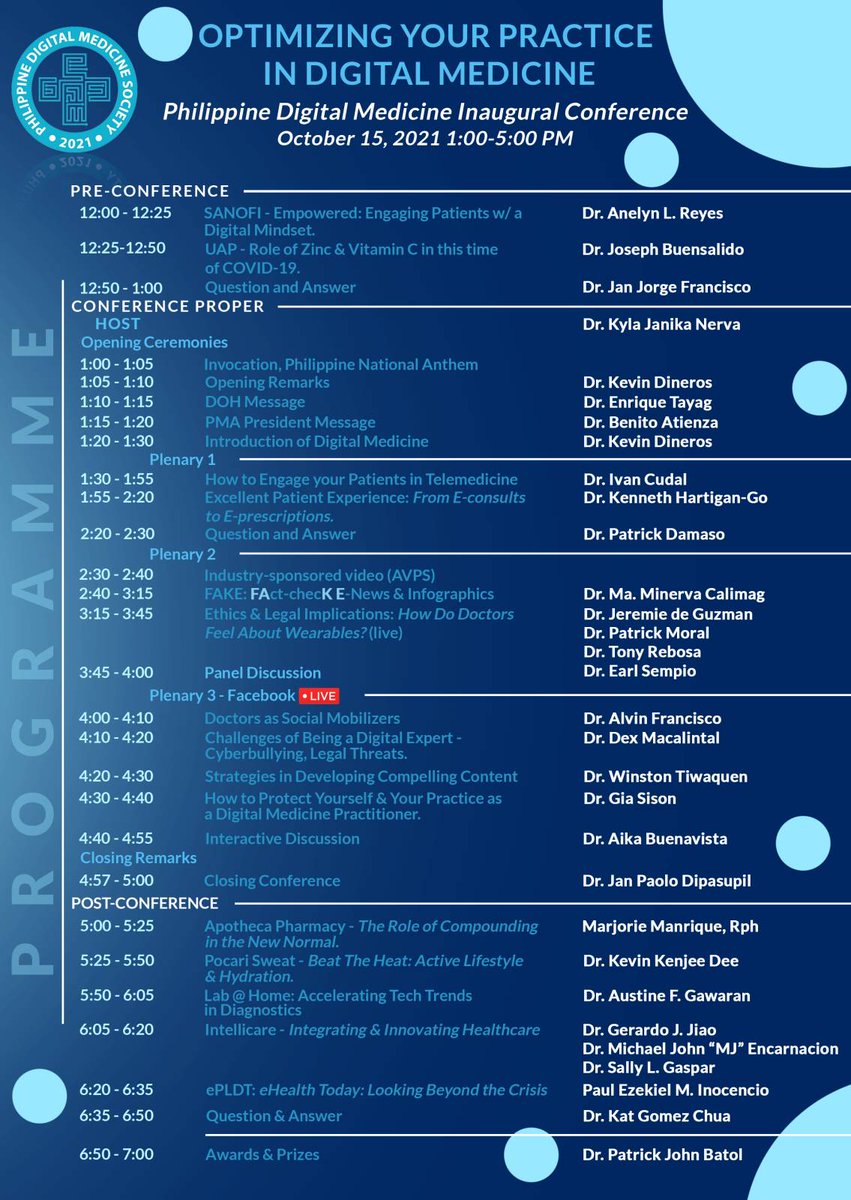 JanDipasupil's tweet photo. 4 days to go! Philippine Digital Medicine Society inaugural conference with FB live for our social medicine plenary. 

#DigitalHealth 
#Telemedicine 
#digitalmed 
#PDMSCon2021 https://t.co/ty0KoEslyS