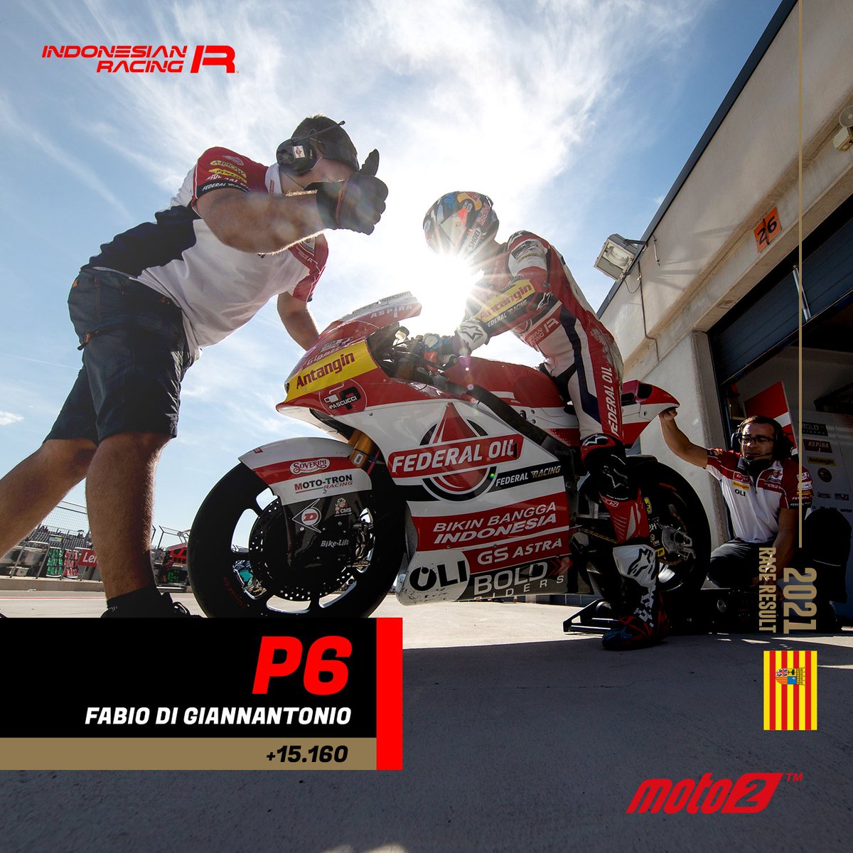 ID_RacingTeam's tweet photo. Walau @gabrirodrigo2 dan @jeremyalcoba belum memberikan hasil terbaik di kelas Moto3, namun @FabioDiggia21 di Moto2 dan @AleixEspargaro di MotoGP mampu mendulang poin dan bercokol di posisi 10 besar.
#EngineOnIndonesia #indonesiaracingteam #motogp #moto2 #moto3 #gresinifamily https://t.co/Xchrz0wP3A