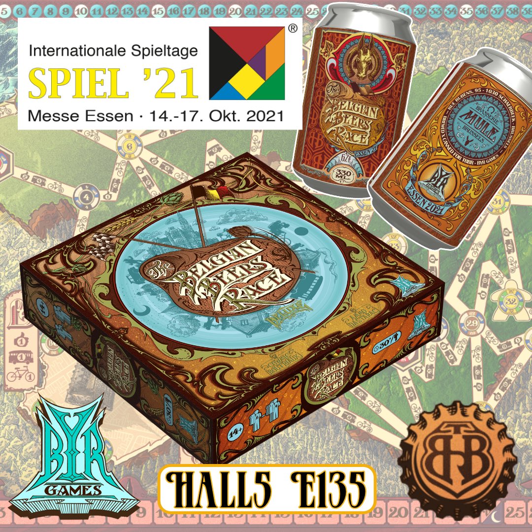 BYRgamesBE's tweet photo. Tomorrow, we hit the road to Germany for @SPIEL_Messe !!!
Come see @BeersRace on booth E135 in Hall5.
We'll have boardgames but also our new beer "BYR TBBR Essen'21" brewed with love at Brasserie de la Mule !!!
#tbbr #thebelgianbeersrace #beer #cowmic #ammo #byrgames #jds #bgg https://t.co/YPjb7C3Of4