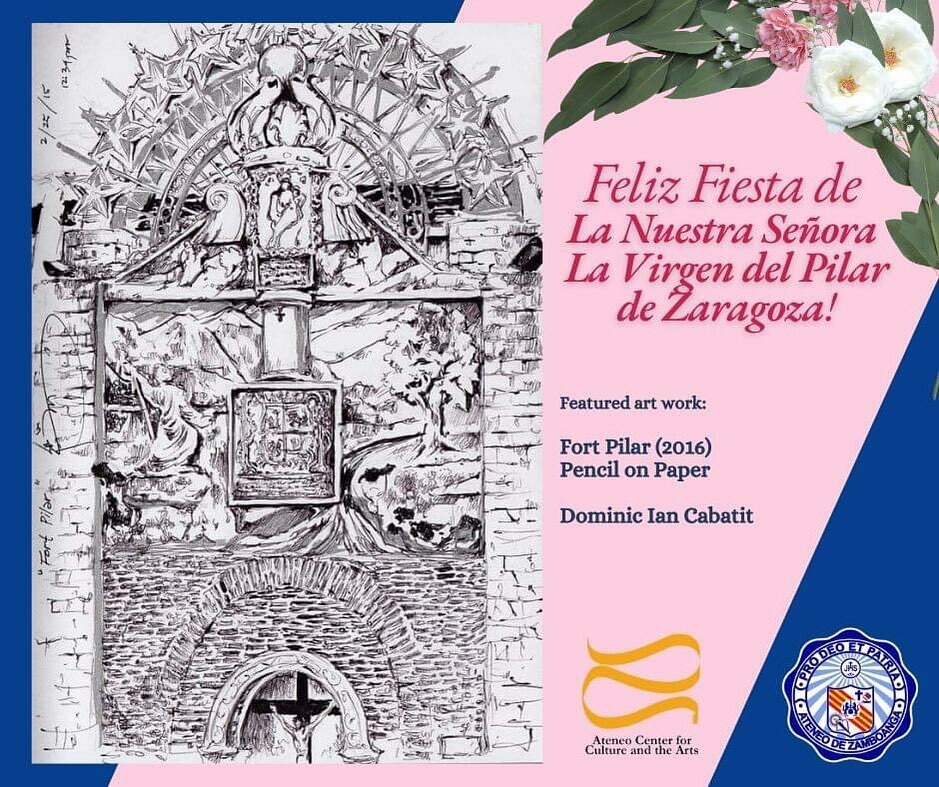 adzu_cca's tweet photo. Today we celebrate the Feast Day of Zamboanga City's Nuestra Señora La Virgen del Pilar de Zaragoza! Viva con La Virgen del Pilar! 🌺

We feature the work of one of our best artists, Dominic Ian Cabatit. Check out his sketch of the Fort Pilar in Zambo… https://t.co/7BrFLQ6pAN https://t.co/OQy92L6WaN