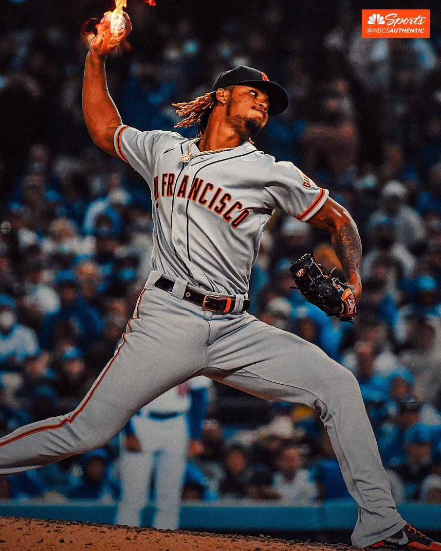 cobbeddysports's tweet photo. Camilo Doval went through the 2-7 order of a 106-win defending WS champ to record a 2 inning save in Game 3.  It only took 20 pitches. The only rookie to have a 2 inning save in the postseason w/o allowing a baserunner since saves became an official stat in 1969.  A 💫 is born https://t.co/jlFVyuvgGk