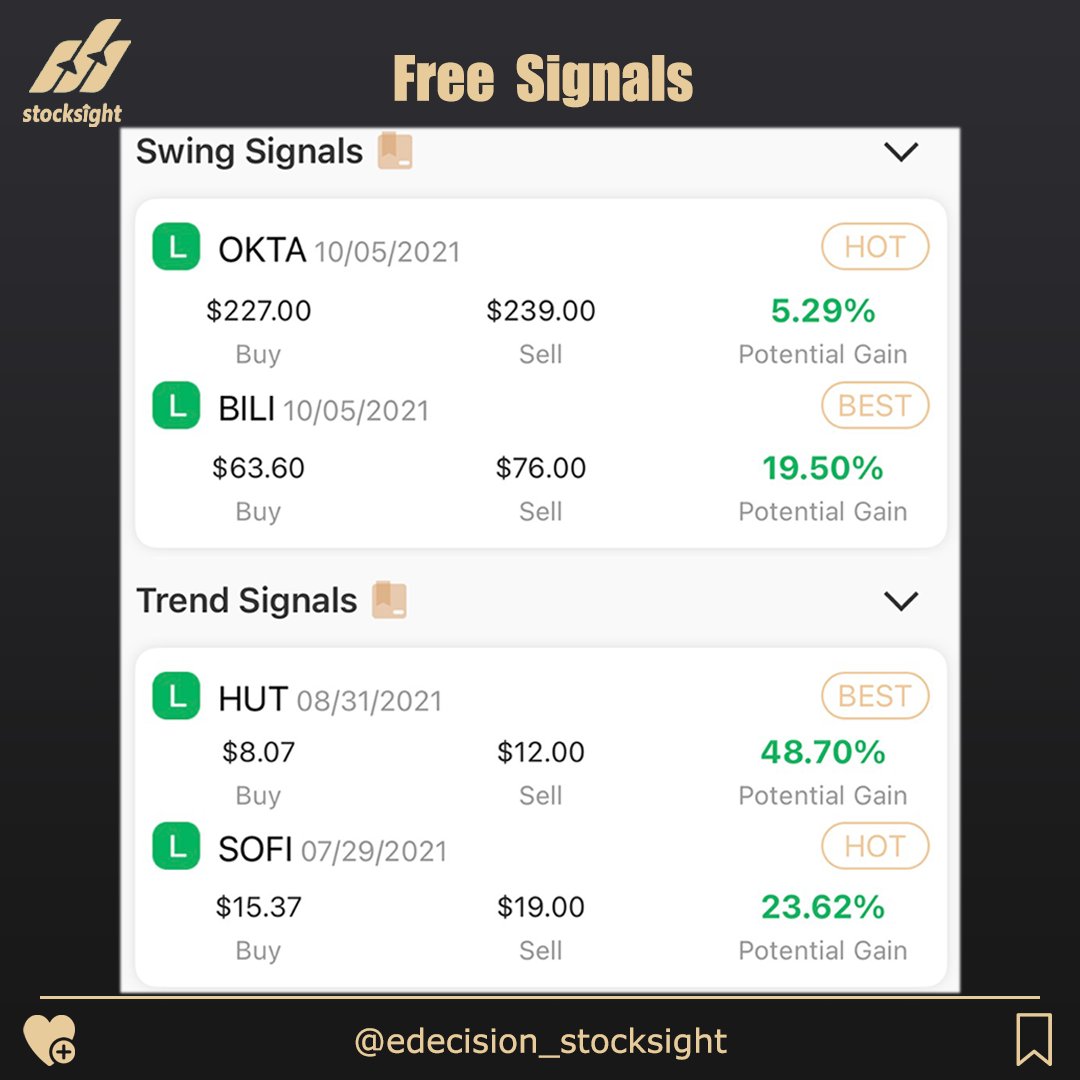 eDecision_Stock's tweet photo. Today's Free Signals💎💎💎

$OKTA $BILI $HUT $SOFI 
Every trading date, we will release a few signals.Follow us and catch the next rocket！🚀🚀🚀

#trending #freesignal #market #stocks #reddit #Pennystocks #investing #stock #trading #marketingtips  #marketnews #topstockalerts https://t.co/Mo9e4gRFq4
