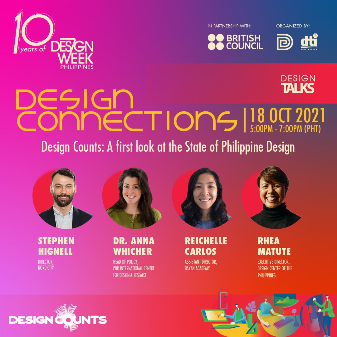 DTIDesignCenter's tweet photo. What’s the current state of Philippine Design? 

We’ll keep you on the radar with Day 1 of Design Talks as we report to you the current findings of #DesignCounts, the first ever #designeconomy mapping study in the Philippines.

Register here: https://t.co/urWutcfd3a https://t.co/GUfwW1lZIl