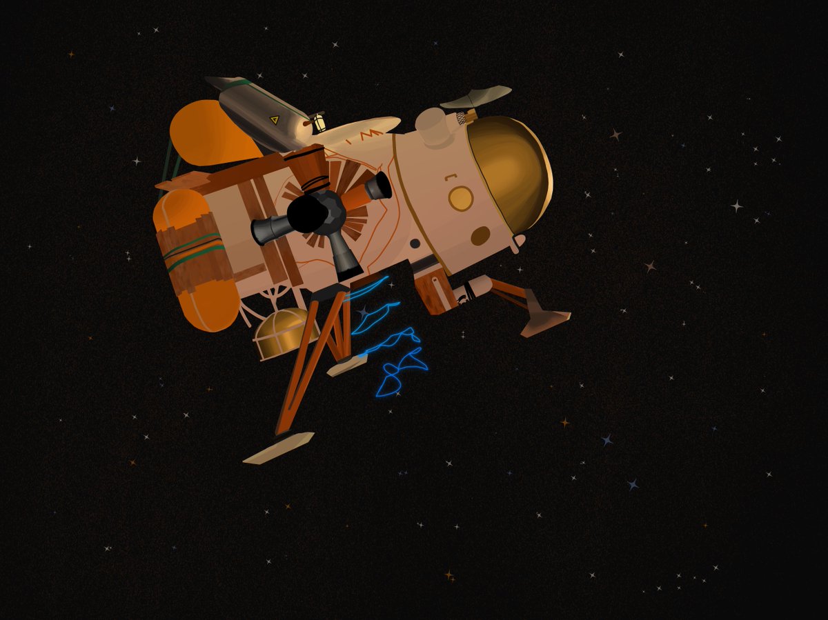 OctopusStraps's tweet image. For days 9-11 of #drawtober I painted the ship from the lovely exploration game #OuterWilds