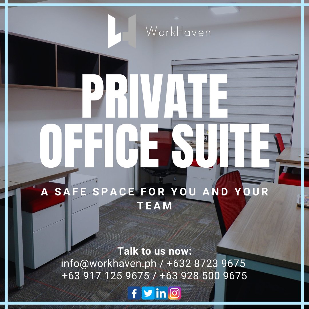 workhavenph's tweet photo. Improve your work performance and achieve your goal with WorkHaven's private office suite.
Visit https://t.co/GdQiOKfAta to know more.
#workhavenph #whereworkandinspirationintersect #coworking #coworkingspace #coworkinglife #meetingroom #meeting #officespace #office #FlexiPlan https://t.co/OSRthnANfv