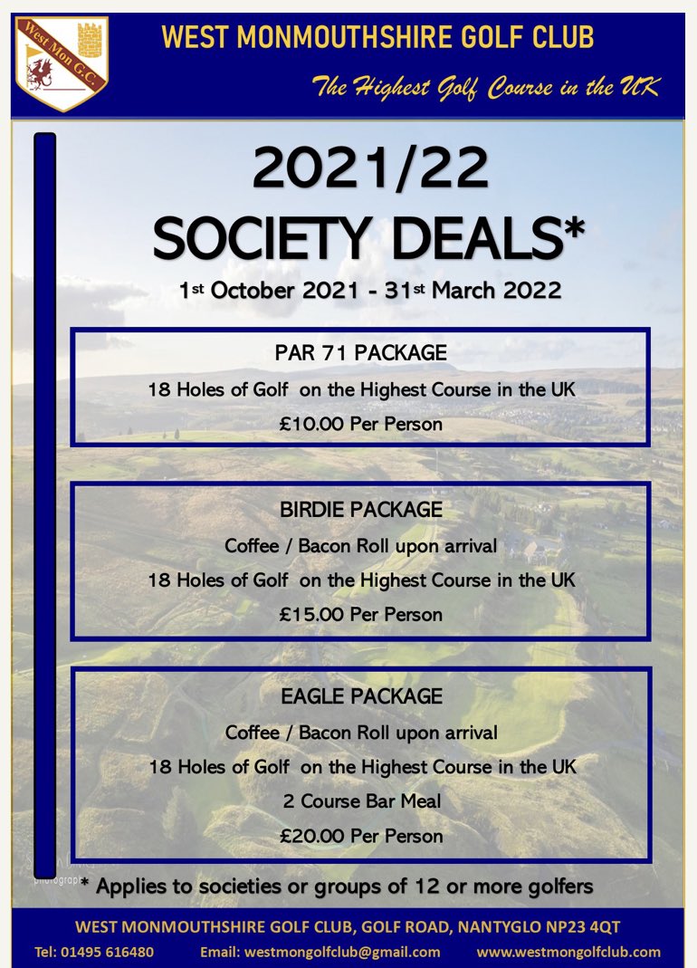 WestMonGC's tweet image. We’ve got you covered, a round with a few mates, a competitive society or unlimited golf for less than £10.00 per week🏌️‍♂️We are the highest golf course in the UK, We are West Monmouthshire Golf Club #wmgc