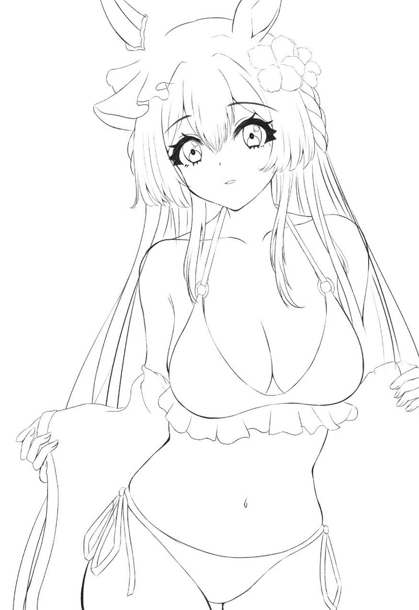 線画が昔に比べてだいぶ綺麗になってきた…
線画だけでも立体感がわかるように強弱つけて描けるようになりたい😌 