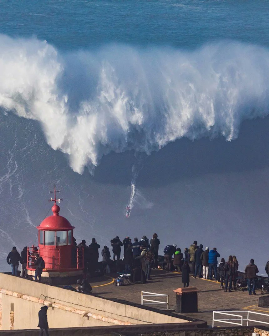 Maya Gabeira, 33-year-old Brazilian surfer, rode a 73.5 foot wave in Nazaré, Portugal, in February last year. The wave was the biggest surfed by anyone during the 2019-20 winter season, a first for women in professional surfing #WomensArt