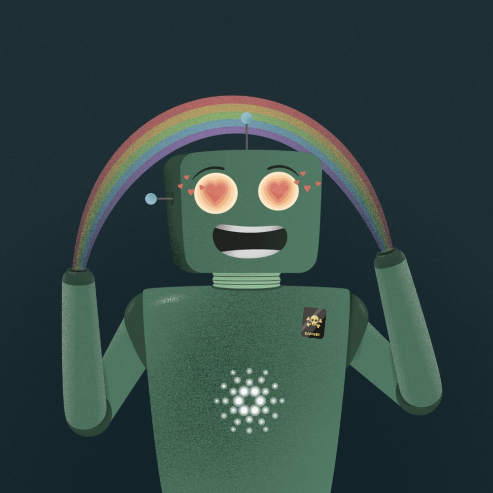 mansig84's tweet image. They say there’s light at the end of every tunnel? But beware, this quirky bot will light up your darkness with love, rainbows and all the brightness! Danger ahead? I think not. Welcome Darkling to the fold!
@Cardabots #CNFTCommunity #FirstADANFT #adanft #cardabotsnft #bleepblop