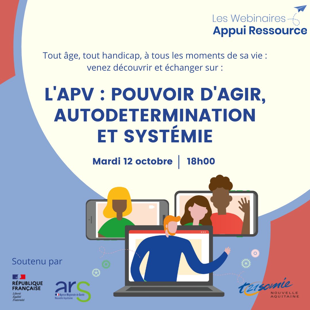 T21_NA's tweet photo. 📅RDV ce soir à 18h pour le 3ème webinaire "L'APV : pouvoir d’agir, autodétermination et systémie" !
🆓Inscription : https://t.co/MJjCNL5MtU
🎥Replay des 1ers webinaires : https://t.co/n79mz0ncco
🙏Soutenu par l'@ARS_NAquit
@Nexem_actu
#DPA #empowerment https://t.co/A6YSYRzEfa