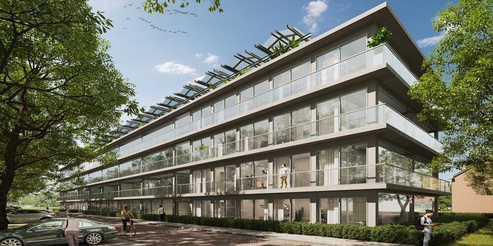 Carl Peter Goossen &amp; Studio M10 zijn het brein achter 62 passief gekoelde appartementen die momenteel gebouwd worden voor Brabant Wonen. Compleet met een retentiedak vol PV, een pluktuin en veel glas waarbij heel veel rekening gehouden is met de zoninval. buff.ly/3uXXVZq