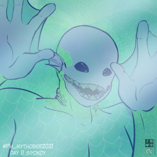 ninzceleste's tweet photo. #Siyokoy / #Syokoy are creatures in #Philippine_Mythology which were members of "Bantay Tubig"(merfolk)
They are green-skinned humanoids w/ webbed hands &amp; feet,upper part of his body is a fish &amp; human legs
#PH_Mythober2021
#Day_11 https://t.co/2TFwpkRqjh