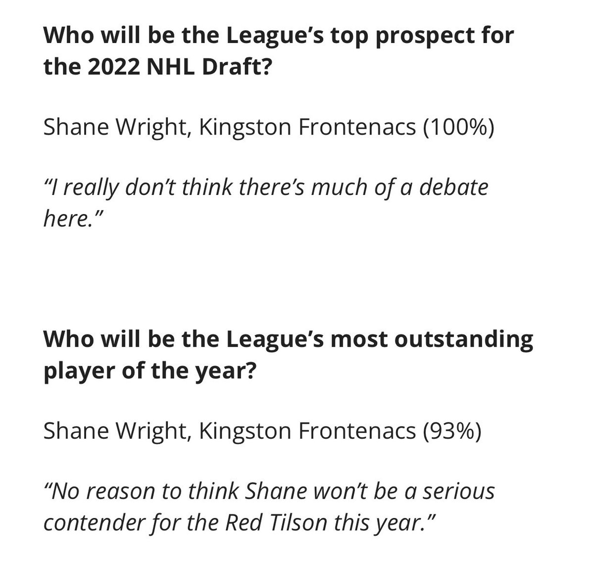 Lots of love &amp; predictions for <a href="/shane_wright51/">Shane Wright</a> and <a href="/brandtclarke55/">Brandt Clarke</a> <a href="/OHLHockey/">Ontario Hockey League</a> 2021-22 season. #1845HillPride