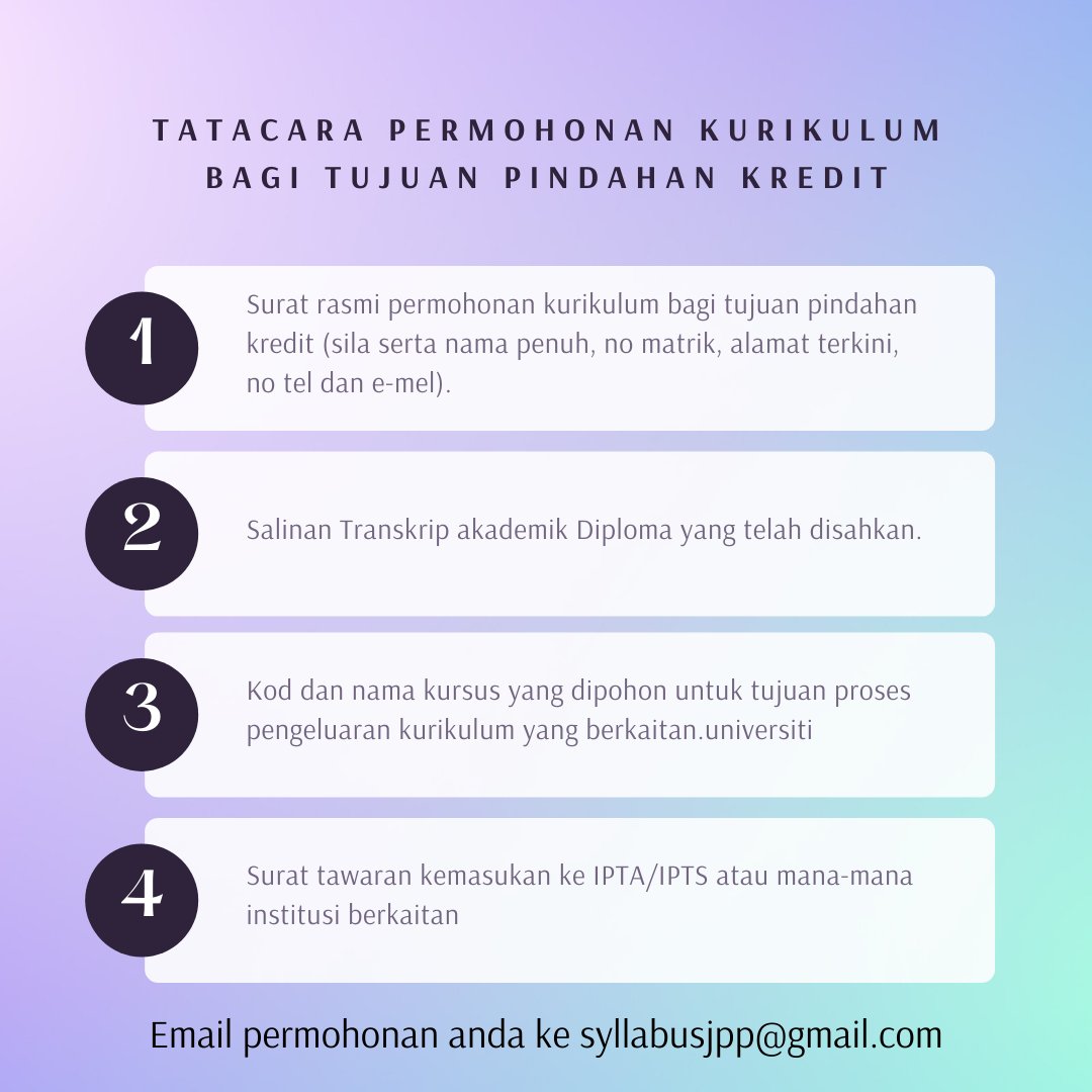 Jtmk Psis On Twitter Tatacara Permohonan Kurikulum Bagi Tujuan Pindahan Kredit Bagi Lulusan Politeknikmsia