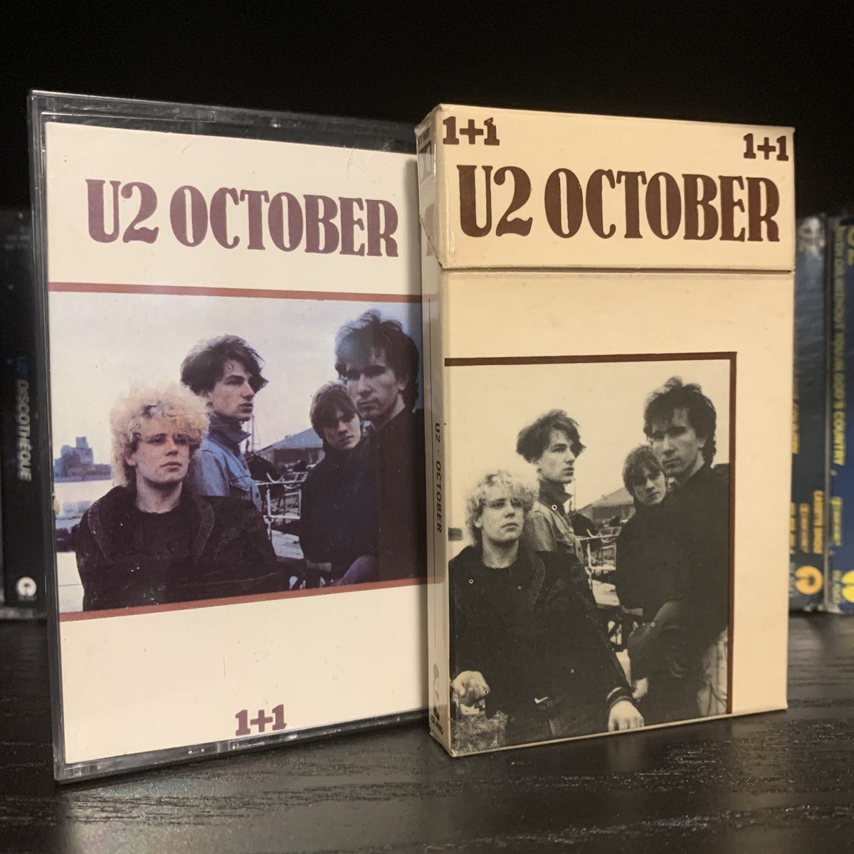 u2songs's tweet photo. October was released as blank cassette sales were becoming popular. These special “1+1” editions had the album on one side and the other was blank to fill with your own mixes! #U2October40 https://t.co/A7yqK23VYm