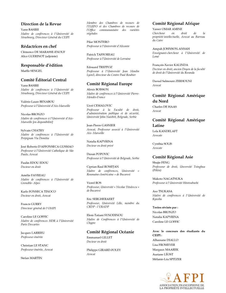 Revue Francophone de la Propriété Intellectuelle tweet media