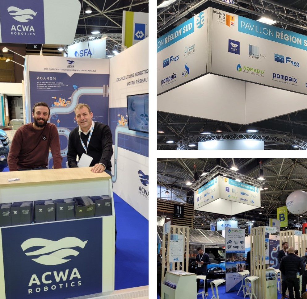 AcwaRobotics's tweet photo. Une partie de l'équipe est présente au Salon POLLUTEC de #Lyon du 12 au 15 Octobre, de 09h00 à 18h30, #lyoneurexpo, Hall 6, Stand B96 zone EA éco-entreprise ! 
Venez nous rencontrer et discuter de nos dernières avancées ! 
#Pollutec #robotics #acwarobotics #pollutec2021😎 https://t.co/galD3CFTO3