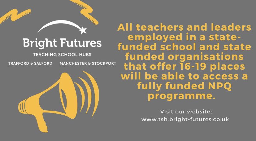 🚨**BREAKING NEWS** 🚨 All #NPQs are now FULLY FUNDED for all state-funded schools in England. You can APPLY NOW for #NPQLT #NPQLBC #NPQLTD #NPQSL #NPQH #NPQEL 
Full details of our #NPQs 👉bit.ly/3mJqvu2 
Apply👉 bit.ly/3v5Vl3W