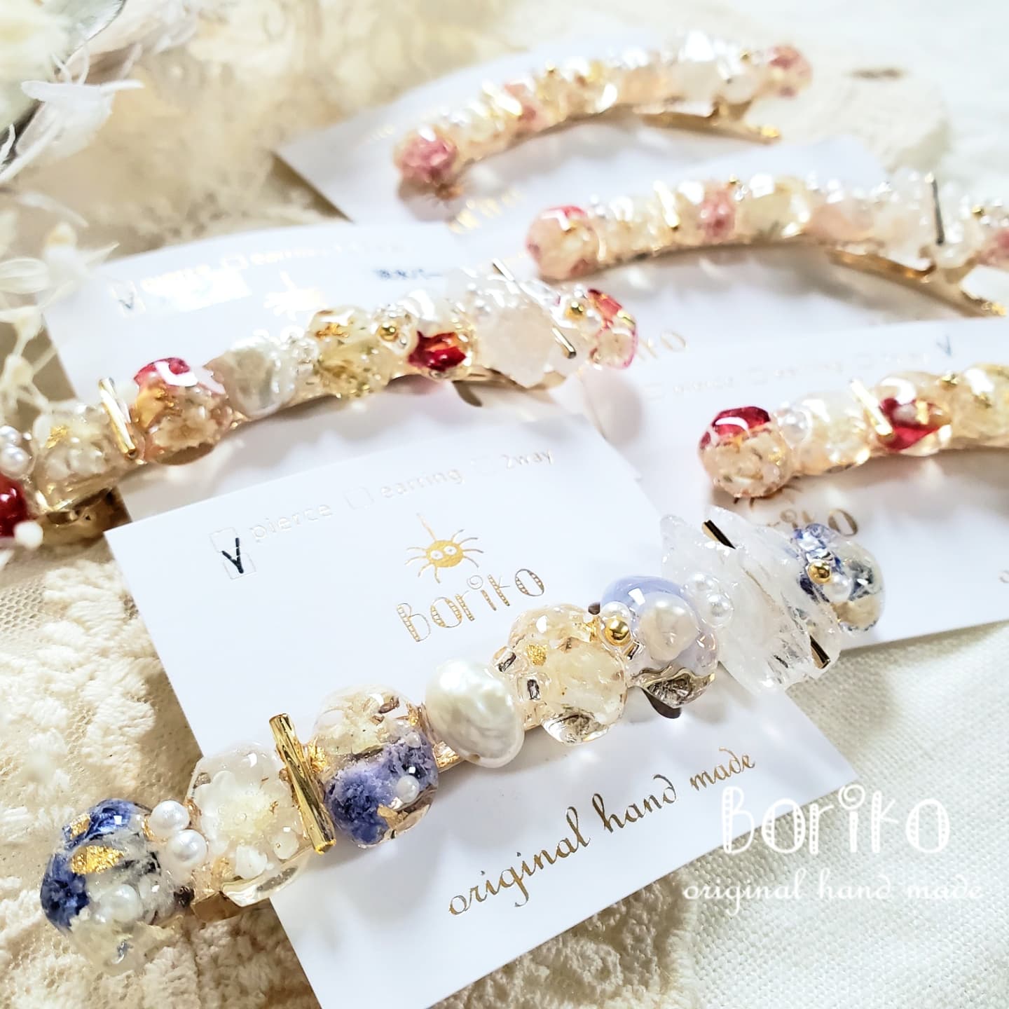 新作 春夏デザイン レジンヘアクリップ ハンドメイド 2個セット