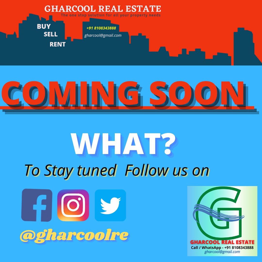 gharcoolre's tweet photo. #GHARCOOLREALESTATE #ComingSoon with something special. #whatisthis ? #StayTuned to our #Facebook, #Instagram & #twitter @gharcoolre
@Glowbizdm
#Followus #Property #realestate #agent #Residential #Commercial #Land #plot #Thane #Mumbai #navimumbai #Maharashtra #India https://t.co/o38etiZtUs