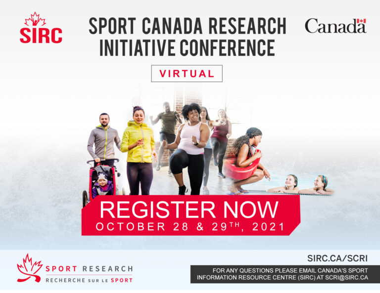 SIRCtweets's tweet image. The theme of our Sport Canada Research Initiative (#SCRI2021) Conference is the Future of Sport Participation. 

Sessions include:
* The Future of Sport
* Gender Equity in Sport
* Canadian Sport Policy 3.0. 

A FREE virtual event October 28-29: sirc.ca/scri/