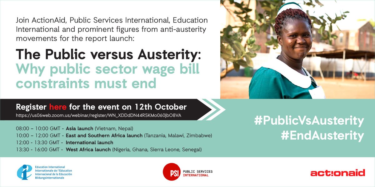 ActionAid's tweet photo. 📢The Public vs Austerity📢

Join us for the international launch of our new report with @eduint and @PSIglobalunion.

Streaming now➡️https://t.co/DJn97dZwvd https://t.co/sLT14RbopR