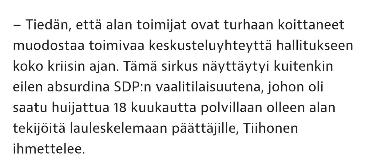 OttoMeri's tweet photo. Tämä Jare Tiihosen kommentti Marinin sunnuntaisesta yhteislaulutilaisuudesta on täyttä kultaa. https://t.co/vfOAojE13u