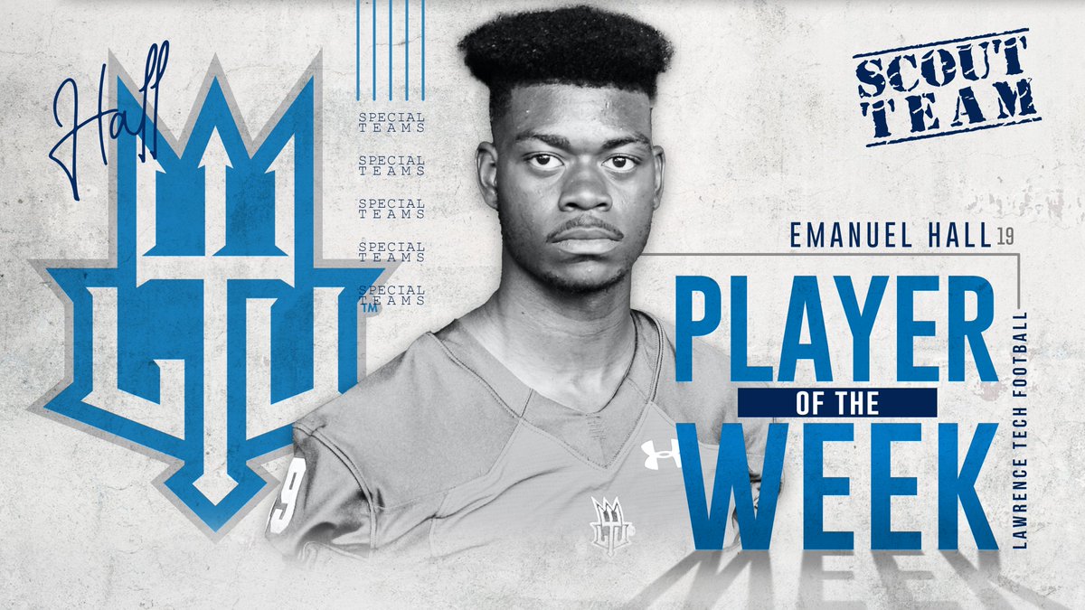LTU_FB's tweet photo. 🔱Big shout out to our Scout Team Players of the Week:
🔵Emanuel Hall - Special Teams
⚪️Zackri Jacobs - Offense
🔵Paris Wheeler - Defense https://t.co/m3BV4YK3g1