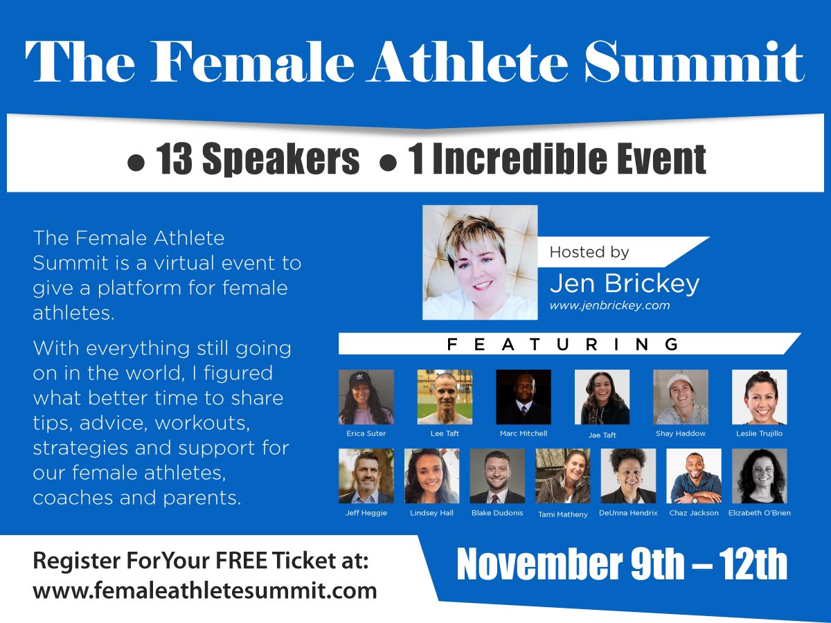 CoachJenBrickey's tweet photo. 💙The Female Athlete Summit 💙

The Female Athlete Summit is a virtual event to give a platform to female athletes. Register for your free ticket at https://t.co/LbindKkhls https://t.co/ZodBYcQ2KQ