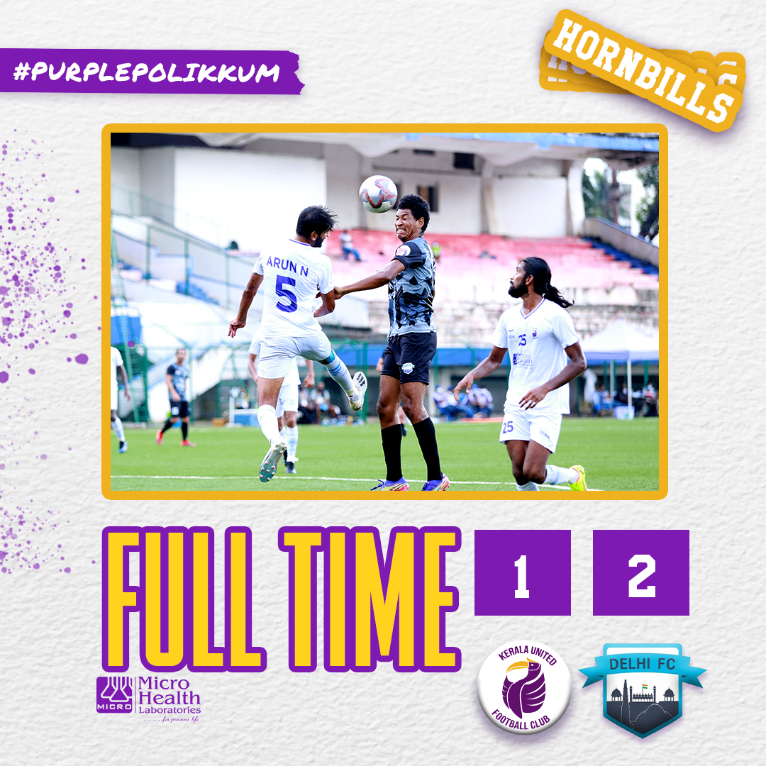 KeralaUnitedFC's tweet photo. Full Time
The Hornbills goes down against Delhi❎

#HILQ2021 🏆 #KeralaUnitedFC #purplepolikkum #kerala #united #keralafootball #indianfootball #indianfootballforwardtogether https://t.co/P81tM8SGur