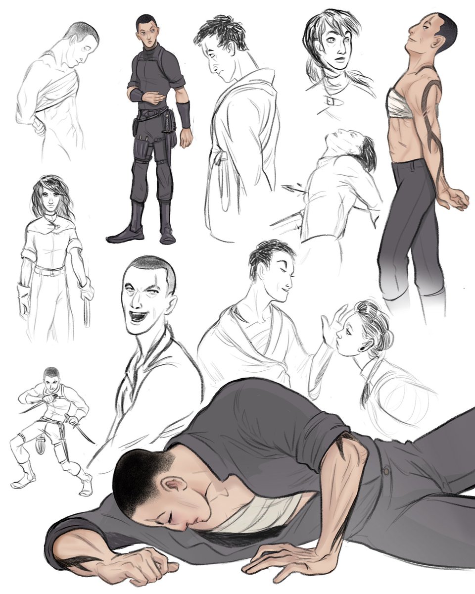 Some sketches of my webcomic's main character.  You can read the comics on WEBTOON: https://t.co/beoc25dep2 