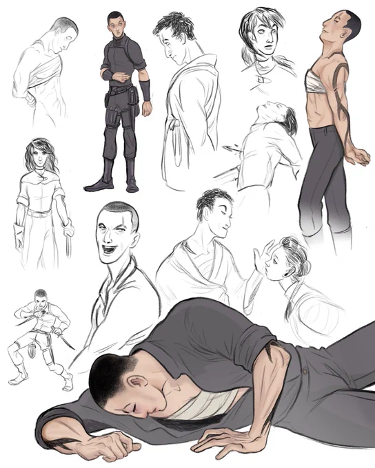 Some sketches of my webcomic's main character.  You can read the comics on WEBTOON: https://t.co/beoc25dep2 