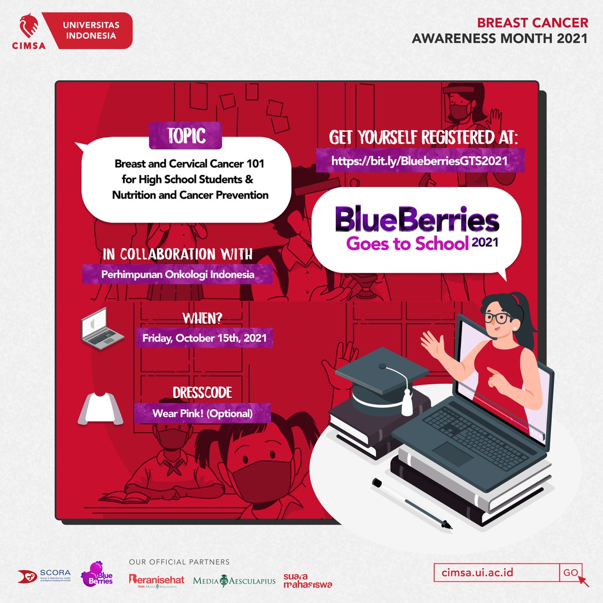 lamanambisi's tweet photo. Calling out all siswa/i SMA!🤩 Katanya, to give more, we have to earn more. Jadi yuk kita perkaya wawasan kita seputar pengetahuan tentang kanker serviks dan kanker payudara melalui acara ini🙌 Gratis dan dapet e-certificate loh💪
https://t.co/dDqZ4Axule https://t.co/4v4LIFR28Z