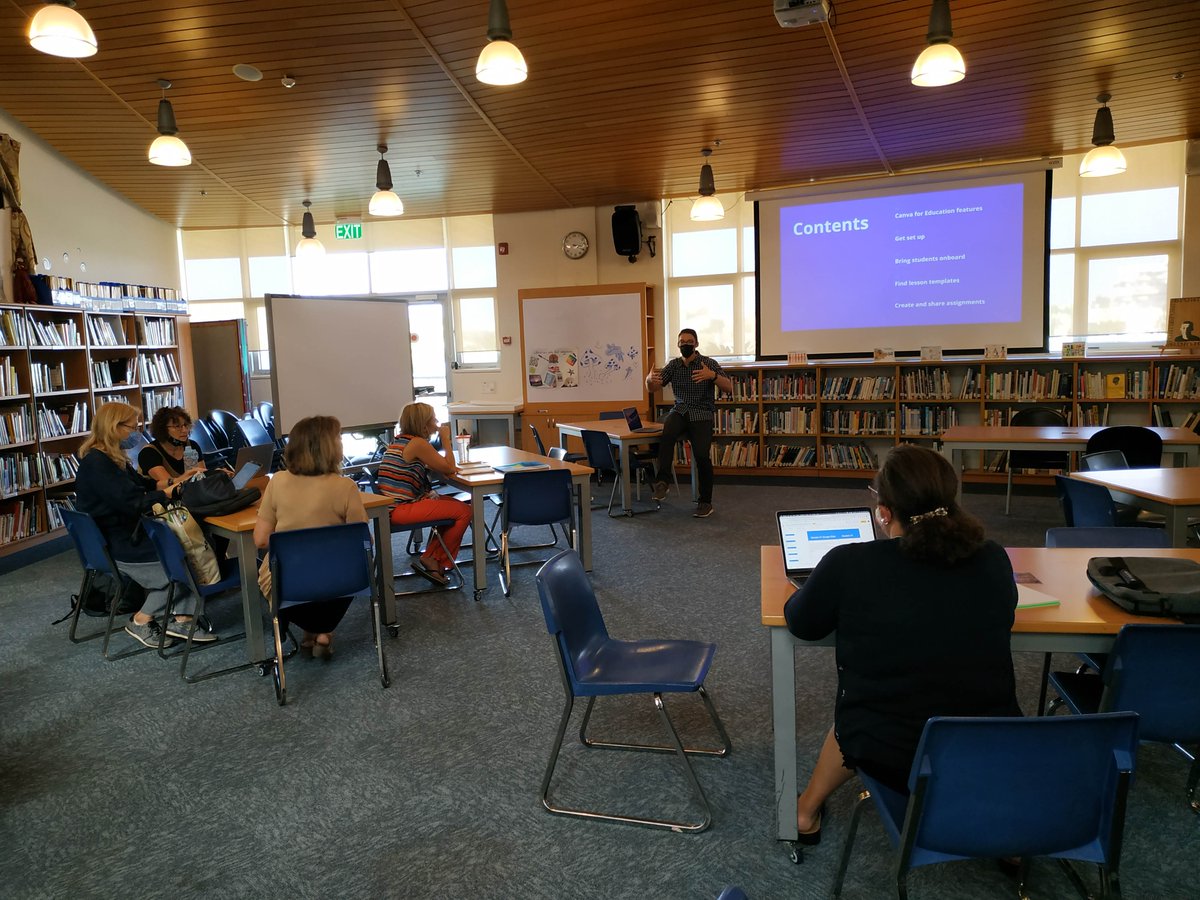 Canva.com for design, education, collaboration, and creation Tech PD in the library