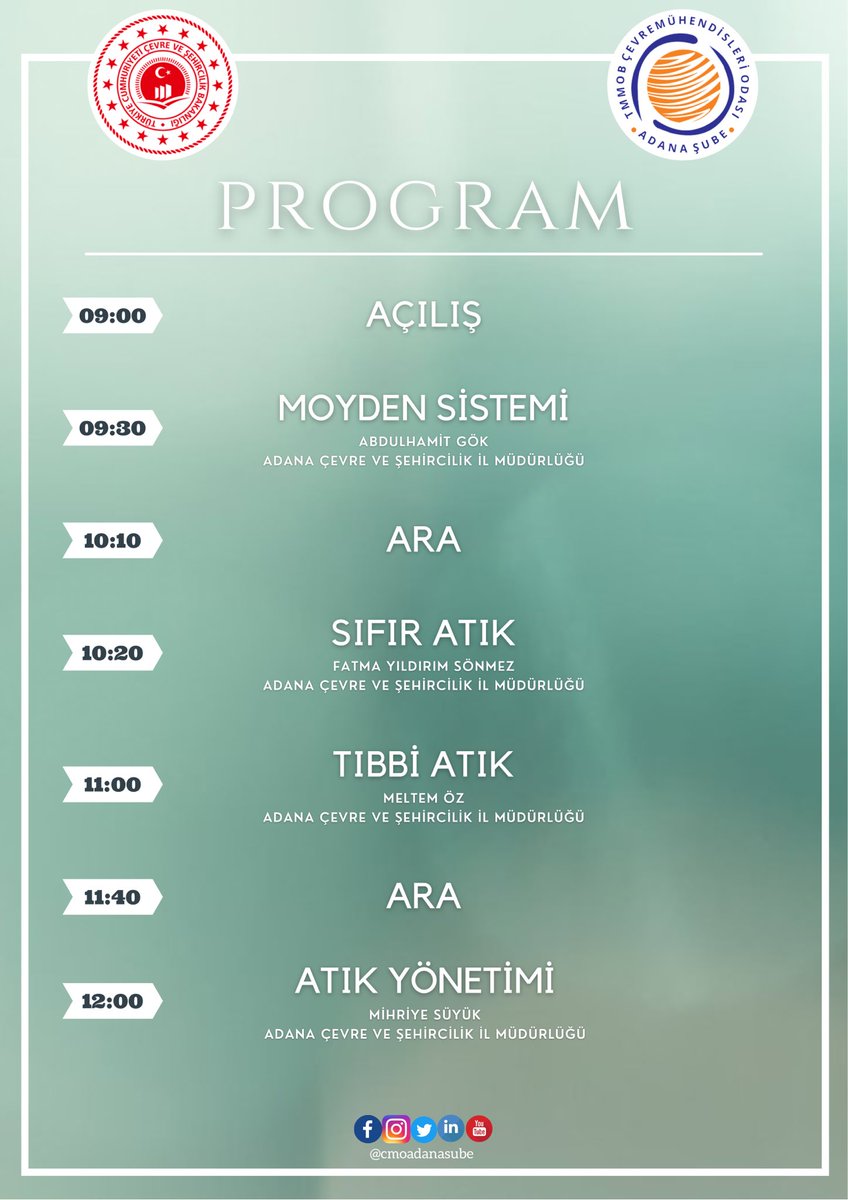 cmoadanasube's tweet photo. Adana Çevre ve Şehircilik İl Müdürlüğü ile ortaklaşa 20.10.2021 tarihinde gerçekleştireceğimiz Mesleki Bilgilendirme Eğitimine tüm meslektaşlarımızı bekliyoruz. 

Bilgilendirme Eğitimimiz 4 farklı konu başlığı altında gerçekleştirilecektir. 
#cmoadanaşube https://t.co/czsNK8Koun