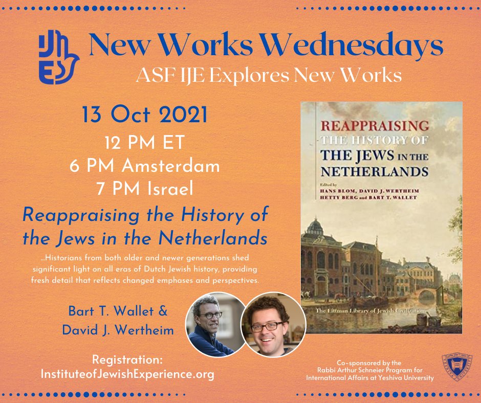 MenassehI's tweet photo. Tomorrow, I will be talking online together with my co editors Hans Blom en @BartWallet about the just published 'Reappraising the History of the Jews in the Netherlands' registration: https://t.co/MgsNi6USu6 https://t.co/38FjZfxPrC