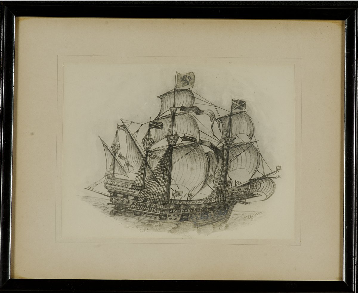 welovehistory's tweet photo. James IV's warship 'Michael' was launched at Newhaven #OTD in 1511.

A chronicler wrote that the huge ship was built using "all the woods of Fife, except Falkland wood, besides all the timber that was got out of Norway."

This drawing by J Gibson hangs at Trinity House.

#YCW2021 https://t.co/AR6nj0PitW