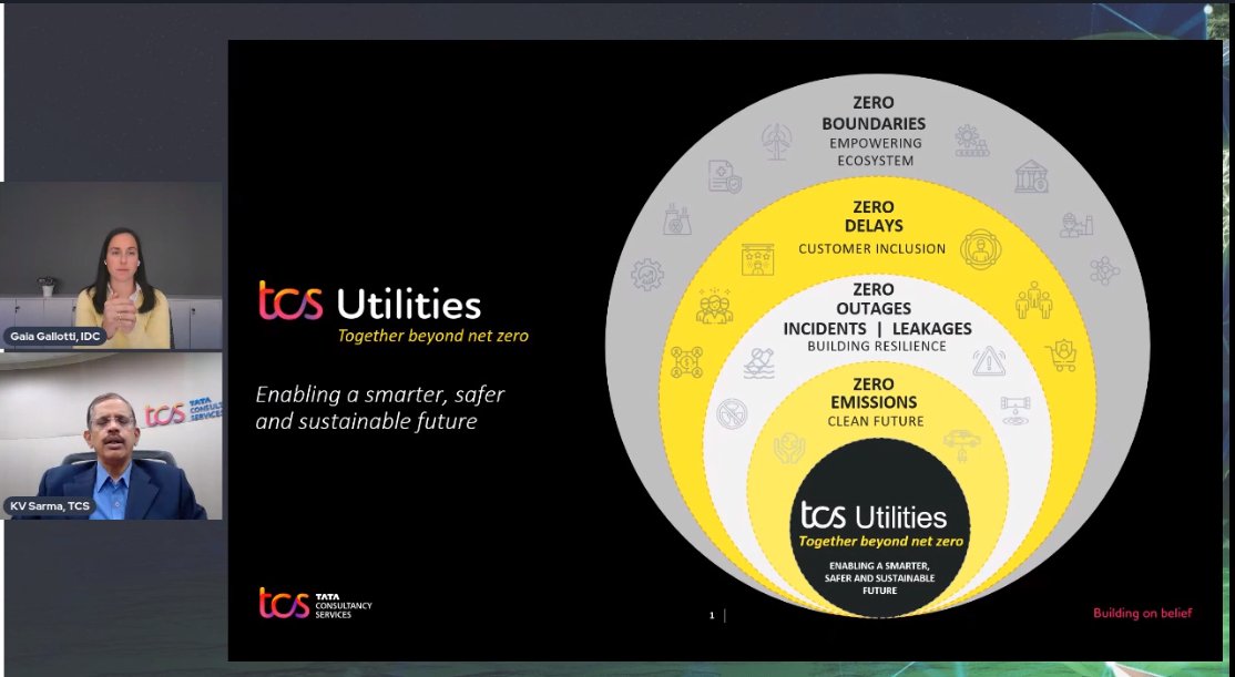 IDCBenelux's tweet photo. KV Sarma from @TCS_Europe talking about their key value proposition for utilities today in a fireside chat at the IDC Utilities Summit 2021 #IDCUES21 https://t.co/SPcXzU3xJv