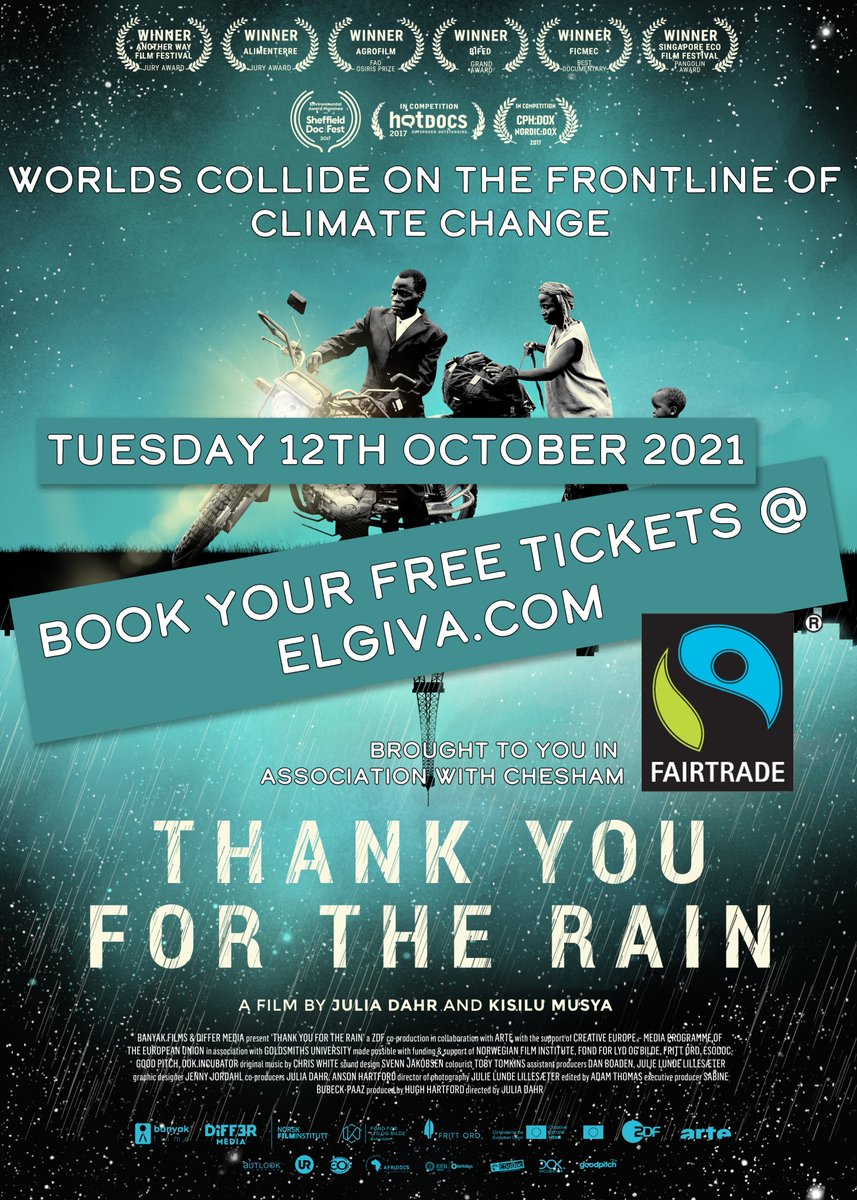 Join us <a href="/ElgivaTheatre/">The Elgiva</a> tonight from 7.30pm for our free screening of <a href="/KisiluMovie/">ThankYouForTheRain</a>. There are still a few tickets left. #ClimateEmergency